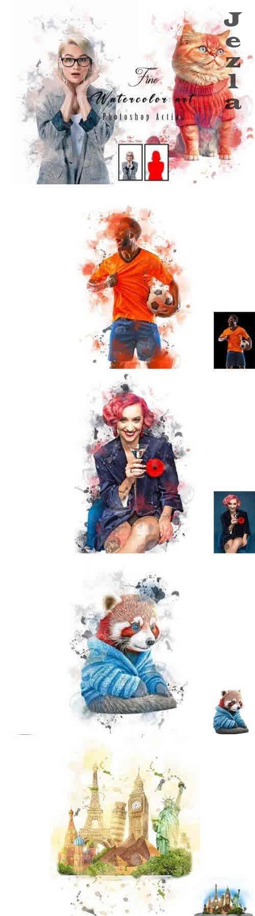 Fine Watercolor Art Photoshop Action - 12167202
