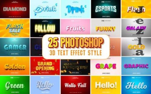 3D Text Effect Style Bundle Template V7