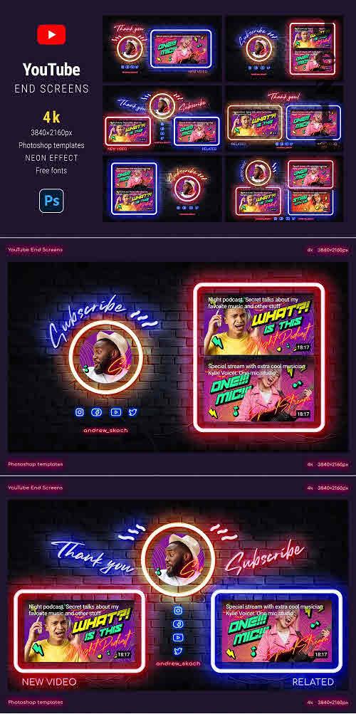 Neon YouTube End Screens - 12171388
