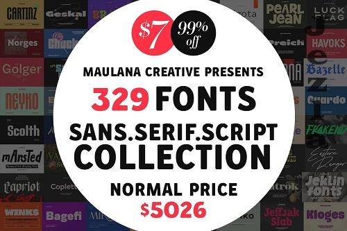 Sans Serif Script Bundle Collection - 329 Premium Fonts