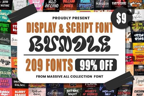 Display & Script Font Bundle - 209 Premium Fonts
