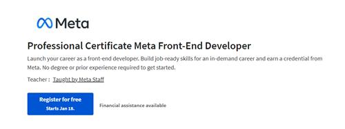 Coursera – Meta Front-End Developer Professional Certificate