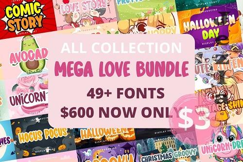 Mega Collection Love Font Bundle - 50 Premium Fonts