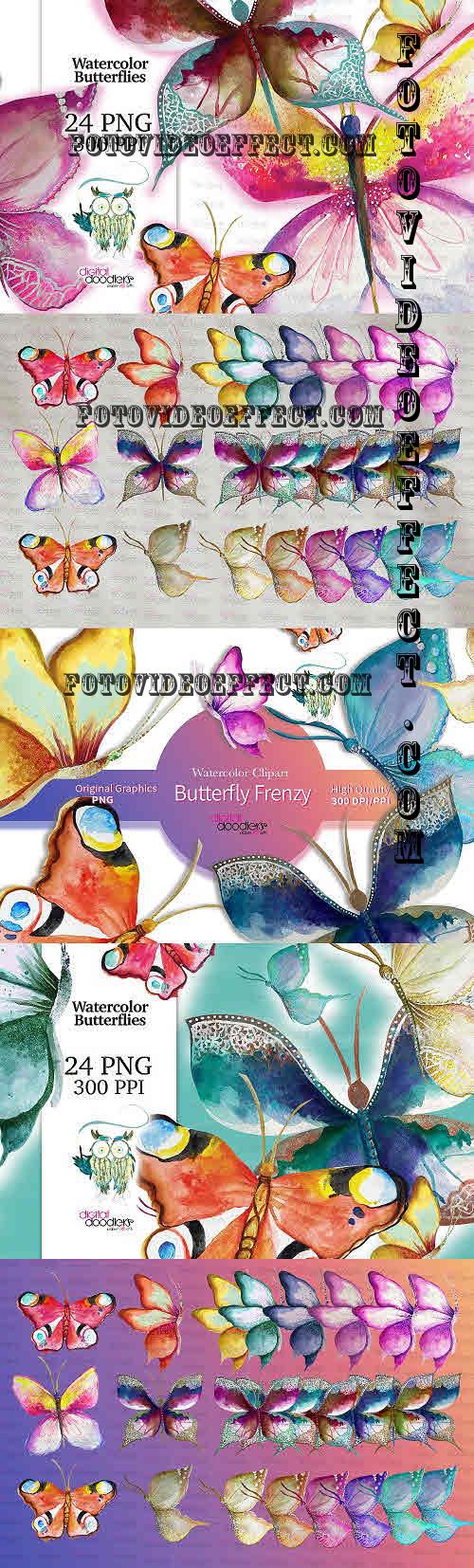 Watercolor Hand Painted Butterflies - 2398072