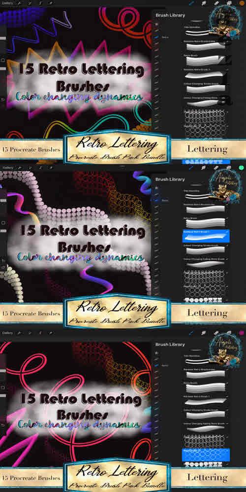 Retro | Procreate Lettering Brushes Bundle - 2398903
