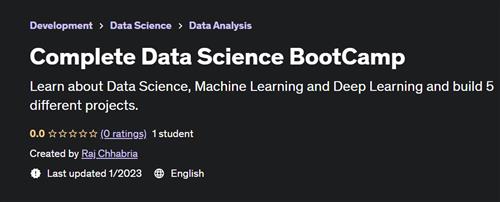 Complete Data Science BootCamp with Raj Chhabria - Udemy