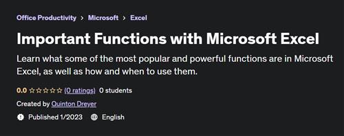Important Functions with Microsoft Excel - Udemy