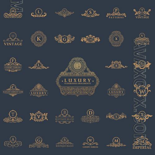 Vector luxury vintage logos and labels elements