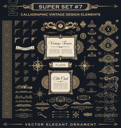 Vector flourishes vintage logos and page decoration ornament for design frames