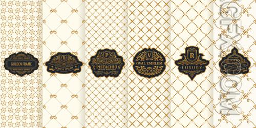 Vector vertical cards set packaging design gold labels logo frame
