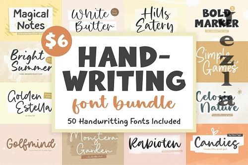 Handwriting Font Bundle - 50 Premium Fonts