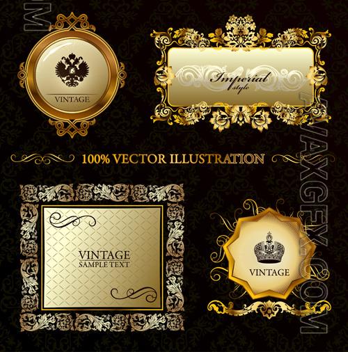 Vector glamour vintage gold frame decorative background