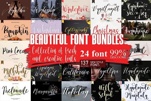 Beautiful Font Bundle - 24 Premium Fonts