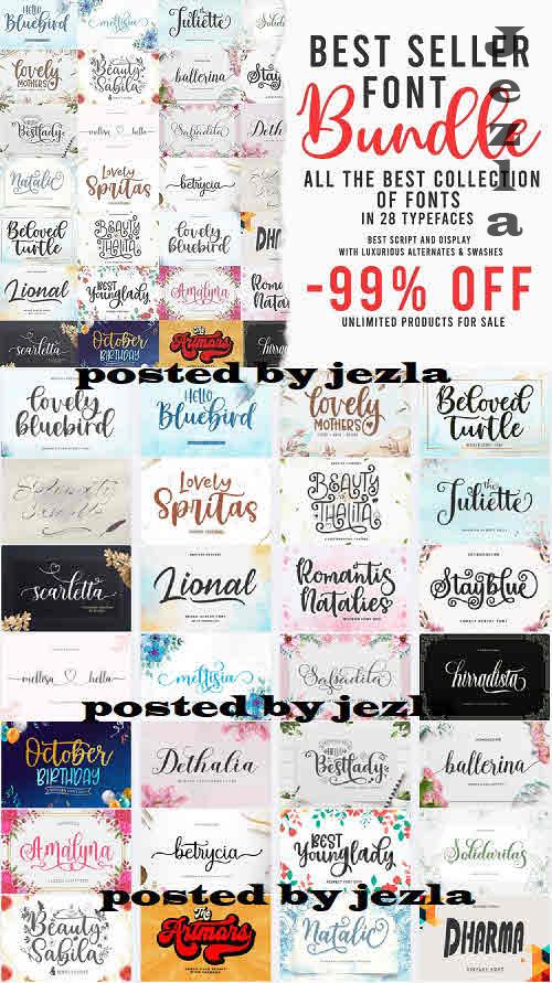 Best Seller Font Bundle - 28 Premium Fonts