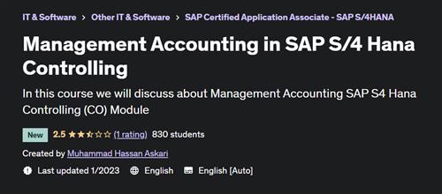 Management Accounting in SAP S/4 Hana Controlling
