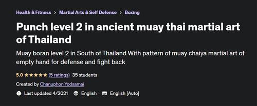 Punch level 2 in ancient muay thai martial art of Thailand