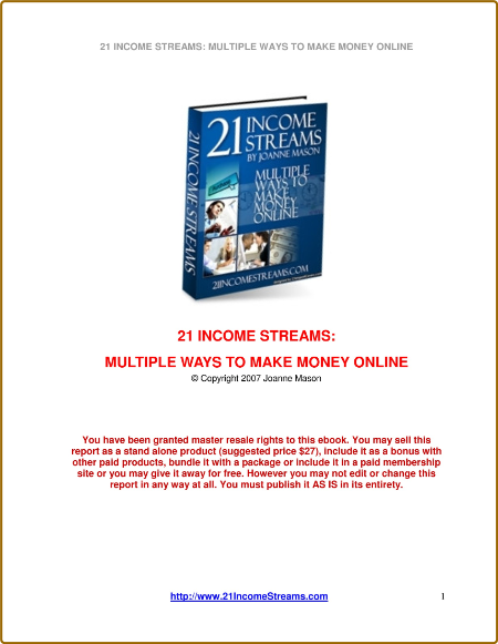 21 Income Streams- Multiple Ways to Make Money Online  Ca067520611ef9c5882da2f7c6418f00