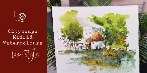 Atmospheric Cityscape Painting of Madrid in Watercolors – Simple & Fun