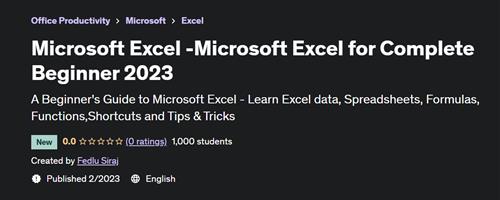 Microsoft Excel - Microsoft Excel for Complete Beginner 2023
