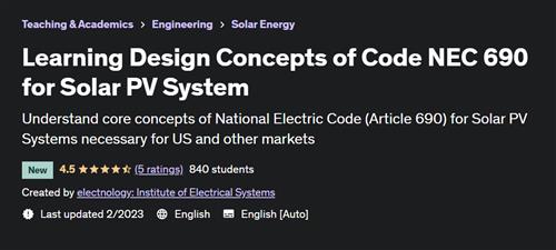 Learning Design Concepts of Code NEC 690 for Solar PV System