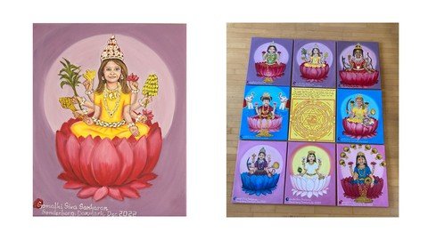 Learn To Oil Paint Dhanya Lakshmi(Ashtalakshmi) From Scratch