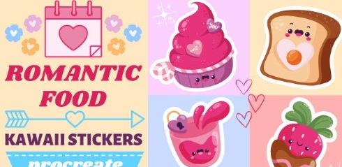 Love is in the Air - Romantic Food Stickers to Warm Your Heart Procreate Drawing