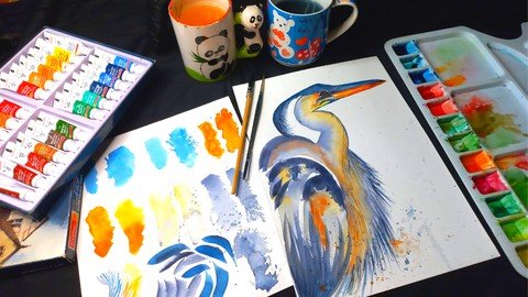 Watercolor Painting –  Learn To Paint Great Blue Heron – [UDEMY]