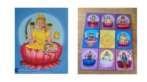 Learn To Oil Paint Santhanalakshmi(Ashtalaksmi) From Scratch