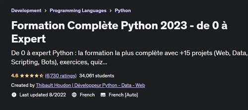 Formation Complète Python 2023 –  de 0 à Expert – [UDEMY]