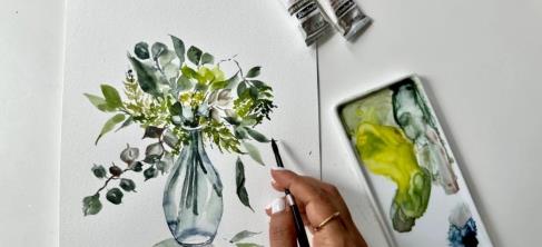 Mastering Watercolor Brush Control – Paint Five Types of Leaves in a Glass Jar