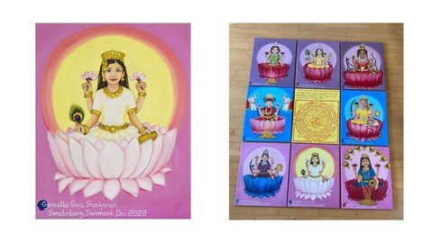Learn To Oil Paint Vidya Lakshmi (Ashta Laksmi) From Scratch – [UDEMY]