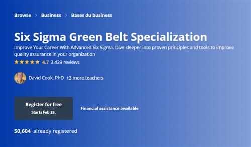 Coursera –  Six Sigma Green Belt Specialization