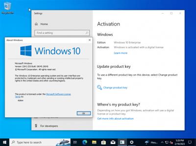 Windows 10 Enterprise 22H2 build 19045.2604 Preactivated Multilingual  February 2023