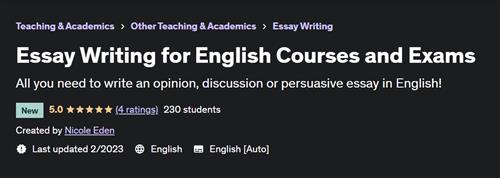 Essay Writing for English Courses and Exams – [UDEMY]