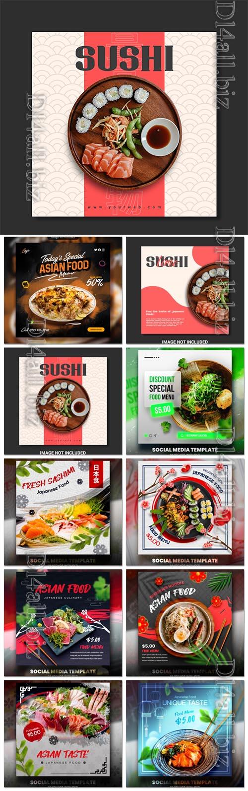 Food social media promotion psd flyer template vol 3