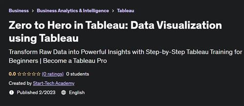 Zero to Hero in Tableau Data Visualization using Tableau – [UDEMY]