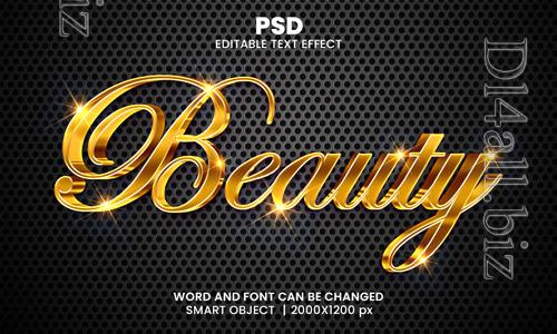 Psd beauty luxury 3d editable photoshop text effect style with modern background design