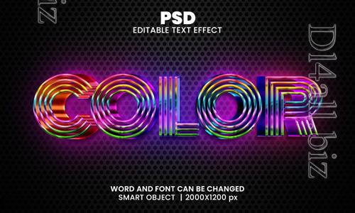 Psd color 3d editable photoshop text effect style with modern background design