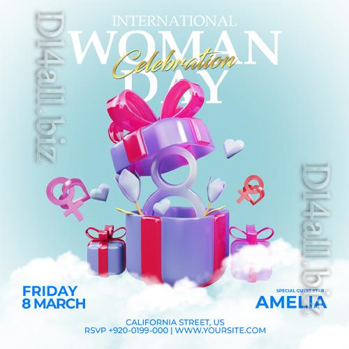 PSD happy womens day flyer and social media post template