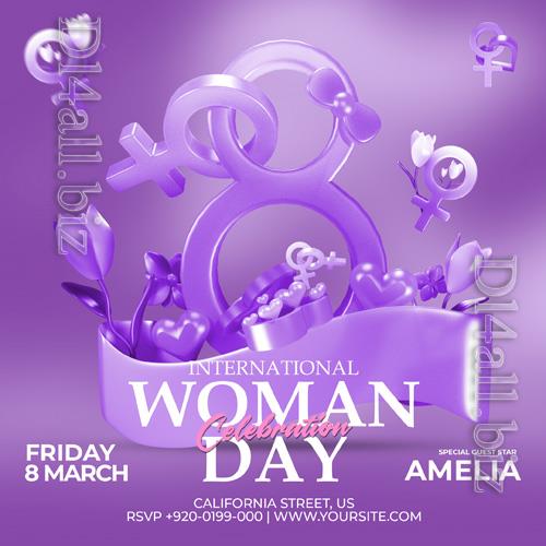 PSD happy women day celebration flyer
