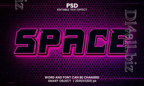Space neon 3d editable photoshop text effect style with modern background