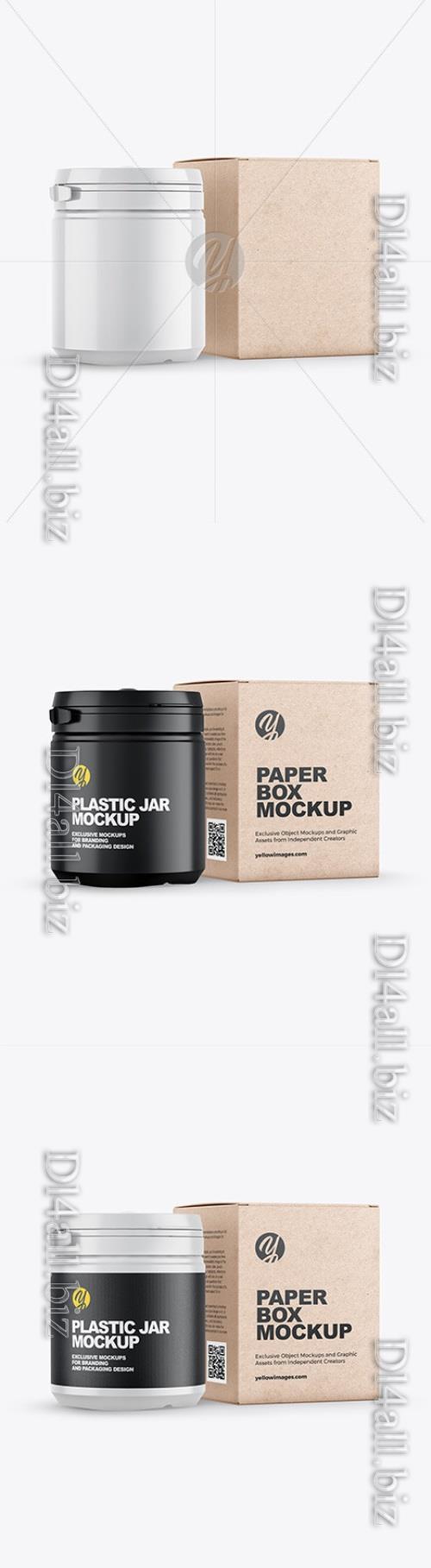 Plastic Jar w Kraft Box Mockup 46719