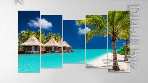 PSD photo collage wall canvas frame effect mockup