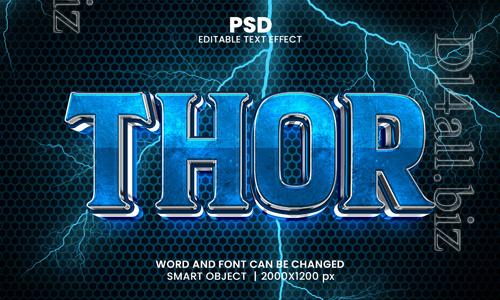 PSD thor 3d editable photoshop text effect style with modern background