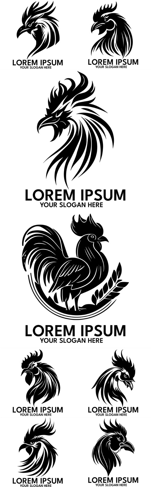 Rooster silhouette logo style vector illustration 