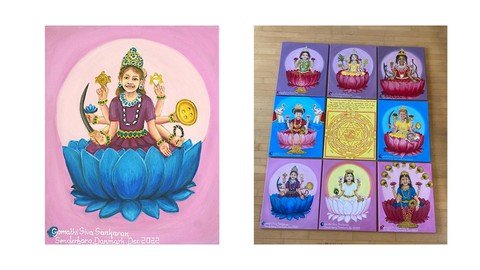 Learn To Oil Paint Vijaya Lakshmi (Ashtalaksmi) From Scratch