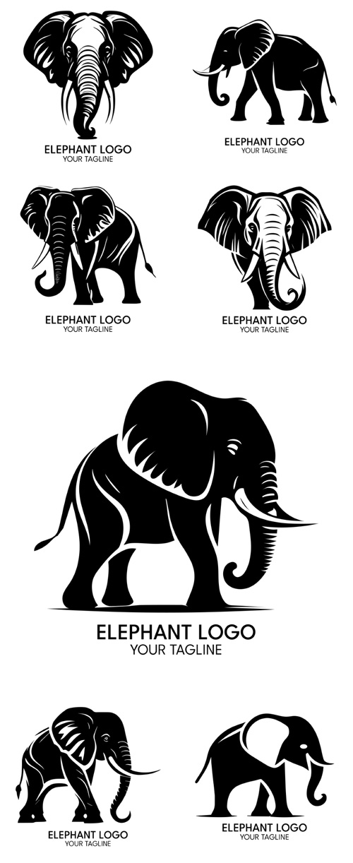 Elephant logo silhouette art vector template 