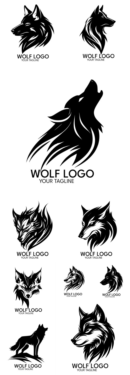 Wolf logo silhouette art vector template 