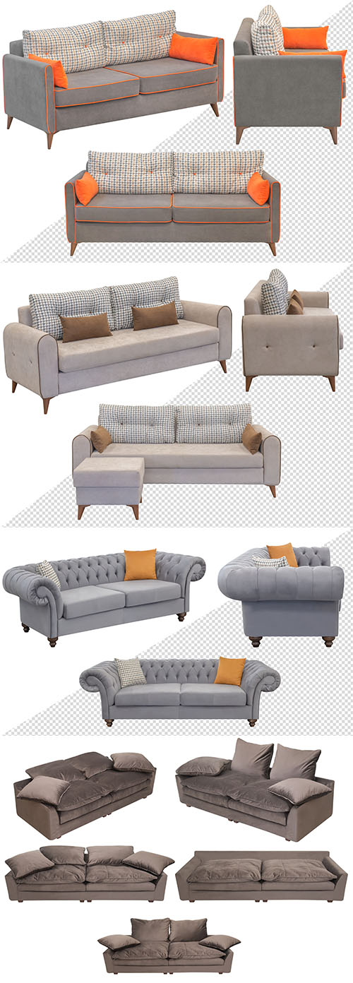 Sofa for office or home in different angles interior element design template psd