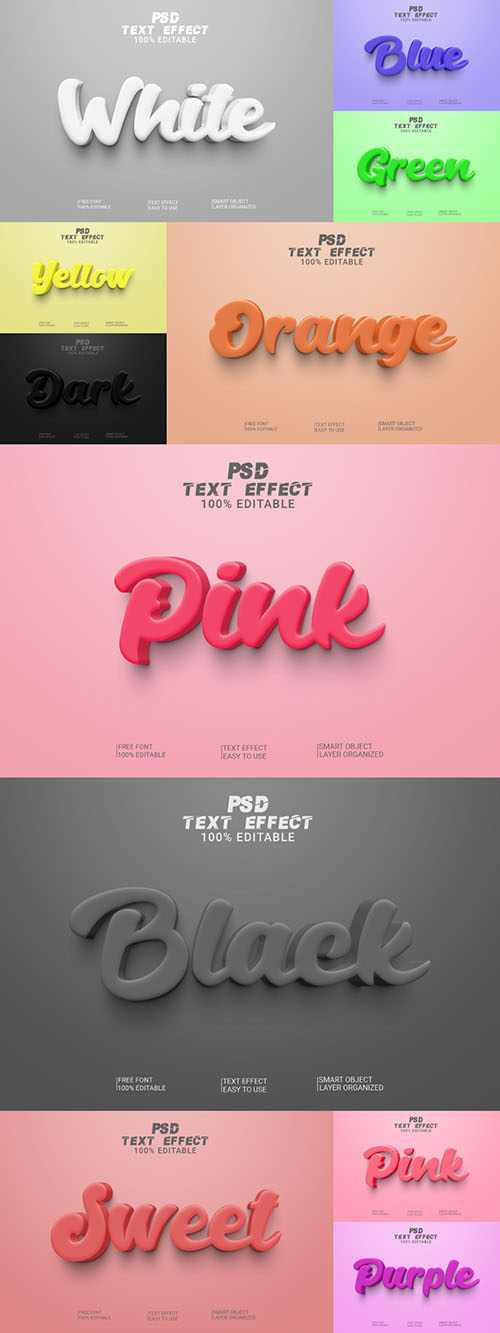 Psd style text effect editable design template set vol 217 